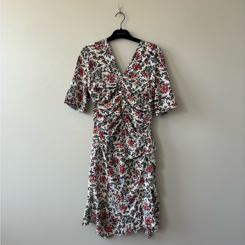 ISABEL MARANT Arodie ruched floral-print silk-blend crepe dress ✨NWT✨ - Picture 8 of 8